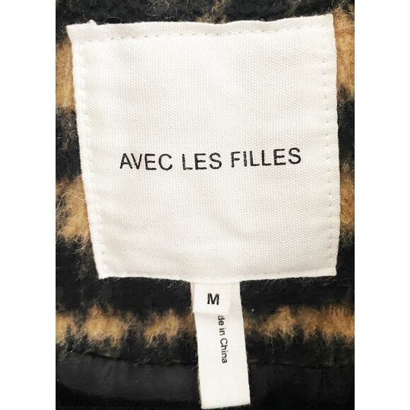 Avec Les Filles Women's Brushed Shawl Collar Houndstooth Plaid Jacket Black Tan - Picture 15 of 16